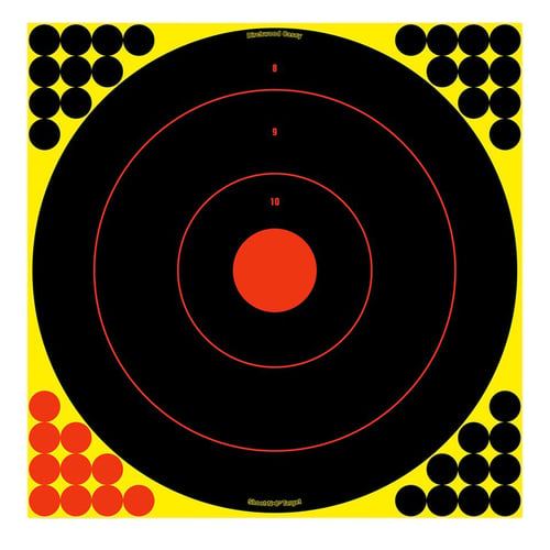 Birchwood Casey 34186 Shoot-N-C Reactive Target Hanging Adhesive Paper Universal Black/Red 200+ yds Bullseye Includes Pasters 12 PK