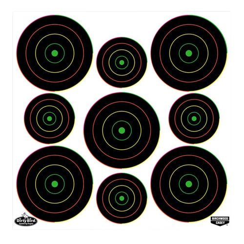 Birchwood Casey 35828 Dirty Bird  Bullseye Tagboard Hanging Pistol/Rifle Black/Green 20 Per Pkg