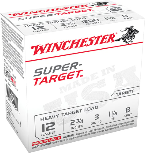 WINCHESTER SUPER TARGET 12GA 25RD 10BX/CS 1200FPS 1-1/8OZ 8