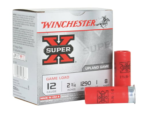 Winchester XU128 Super-X Shotshell 12 GA, 2-3/4 in, No. 8, 1oz, 3-1/4