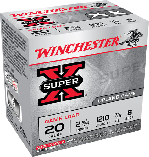 Winchester XU208 Super-X Shotshell 20 GA, 2-3/4 in, No. 8, 7/8oz