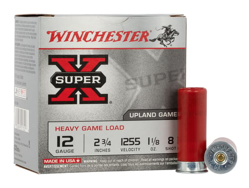 Winchester XU12H8 Super-X Shotshell 12 GA, 2-3/4 in, No. 8, 1-1/8oz