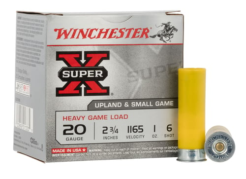 Winchester XU20H6 Super-X Shotshell 20 GA, 2-3/4 in, No. 6, 1oz, 2-1/2