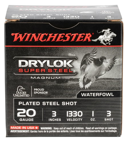 Winchester XSM2033 Super-X Drylok Super Steel Shotshell 20 GA, 3 in