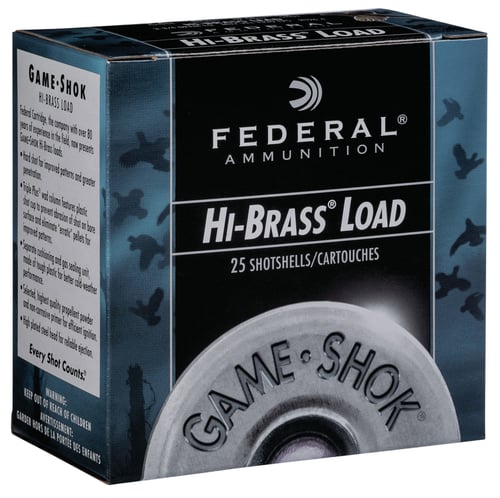 GAME-SHOK 12GA 1.25OZ SZ 4 25RD/BXGame-Shok Upland - Hi-Brass Shotshells 12 gauge - 2 3/4 inch - 1 1/4 ounce - #4Shot - 25 rounds per box - 1330 FPS - Provides superior performance on your favorite small game - Keeps you effective in the fieldrite small game - Keeps you effective in the field