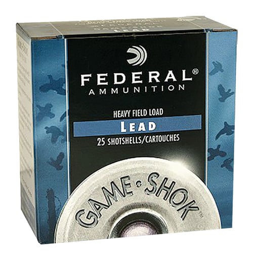 GAME-SHOK HV 12GA 1.125OZ SZ 7.5 25RD/BXGame-Shok Upland - Heavy Field Shotshells 12 gauge - 2 3/4 inch - 1 1/8 ounce -#7.5 Shot - 25 rounds per box - 1255 FPS - Provides superior performance on your favorite small game - Keeps you effective in the fieldfavorite small game - Keeps you effective in the field