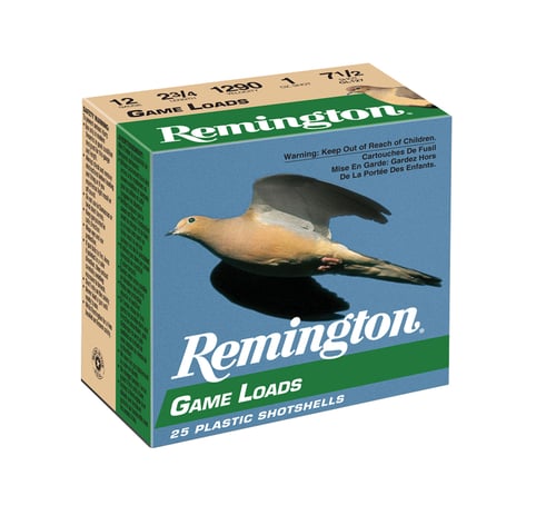 Remington GL127 Game Load Shotshell 12 GA, 2-3/4 in, No. 7-1/2, 1oz