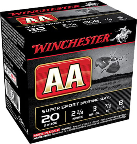 Winchester Ammo AASC208 AA Super Sport Sporting Clay 20 Gauge 2.75