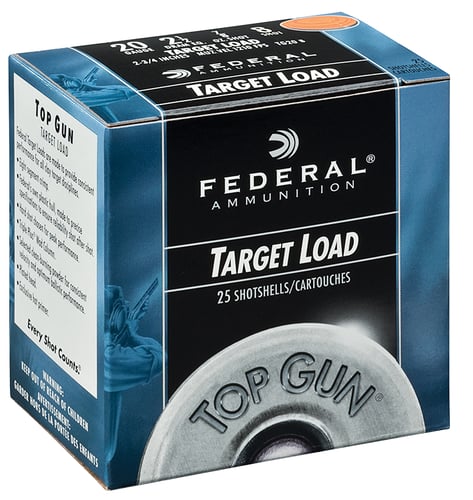 TOP GUN 20GA 2.75 7/8OZ SZ 7.5 25RD/BXTop Gun Target Shotshells 20 gauge - 2 3/4 inch - 7/8 ounce - #7.5 shot - 25 rounds per box - 1210 FPS - Target load - Designed for the high-volume shooter  - Consistent ammunition for the range at a reasonable priceonsistent ammunition for the range at a reasonable price