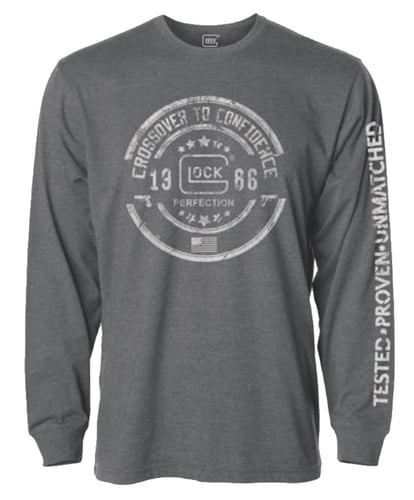 Glock AP95797 Crossover  Heather Gray Cotton/Polyester Long Sleeve 2XL