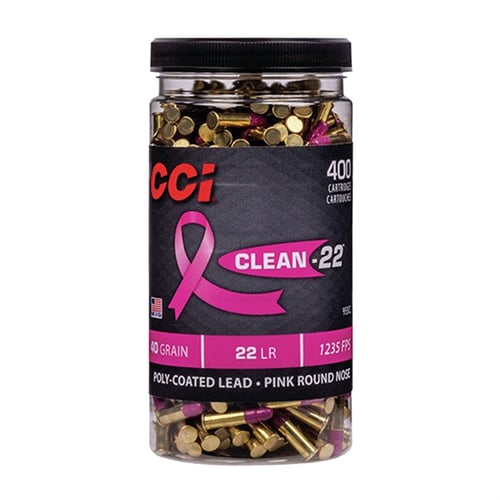 CCI High Velocity Clean-22 Ammunition Pink .22LR 40gr Poly Coated LRN  1235 fps 400/ct