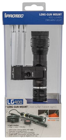 iProtec 6652 LG400  For Long Gun 40/400 Lumens Output Clear/Red LED Light up to 179 Meters Beam Black Anodized Aluminum