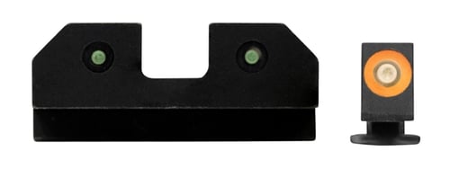 XS Sights GLR014P6N R3D  Night Sights fits Glock  Black | Green Tritium Orange Outline Front Sight Green Tritium  Rear Sight