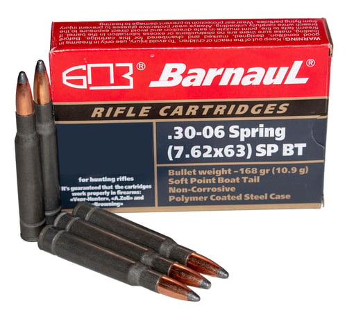 Barnaul Ammo BRN3006SPRSPBT168 Game  30-06 Springfield 168 gr 2612 fps Soft Point Boat-Tail (SPBT) 20 Bx/25 Cs