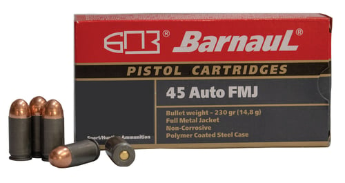 Barnaul Ammo BRN45AUTOFMJ230 Standard  45 ACP 230 gr Full Metal Jacket (FMJ)