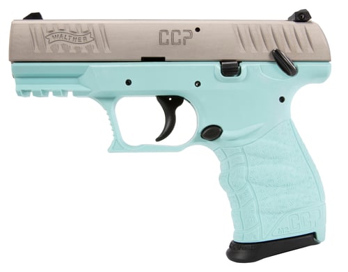 Walther CCP M2 Pistol  <br>  380 ACP 3.54 in. Angel Blue Stainless 8 rd.