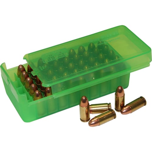 MTM AMMO BOX .45ACP/.40SW/10MM 50-ROUNDS SIDE SLIDE CL GREEN