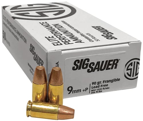 Sig Sauer SGE9MMLFF1-50 Ammo 9Mm+P 90Gr Frang 20/Box