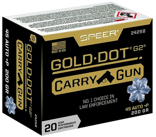 Speer 24258 Gold Dot Carry Gun 45 ACP +P 200 gr Hollow Point 20 Per Box/ 10 Case