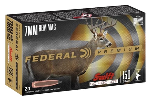 Federal P7RSS1 Premium  7mm Rem Mag 150 gr Swift Scirocco II 20 Per Box/ 10 Case