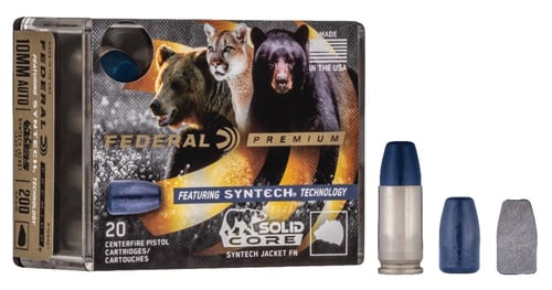 Federal P9SHC1 Premium  9mm Luger +P 147 gr Solid Core Synthetic Flat Nose 20 Per Box/ 10 Case