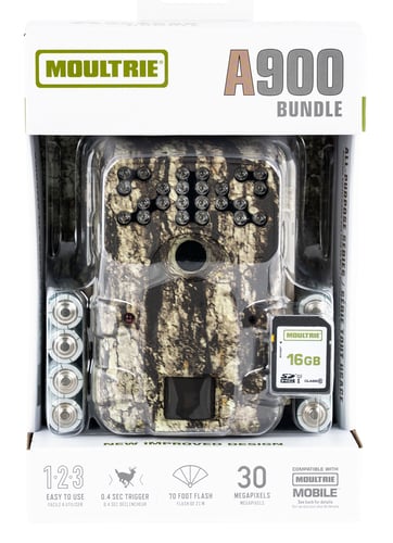 Moultrie MCG14001 A900 Bundle Moultrie White Bark 30 MP Resolution IR Flash 16GB Memory