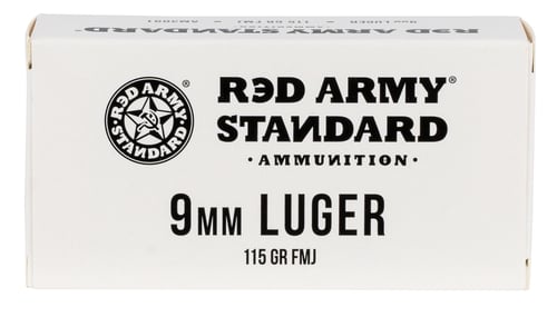 Red Army Standard AM3091 Red Army Standard  9mm Luger 115 gr Full Metal Jacket (FMJ) 50 Bx/20 Cs