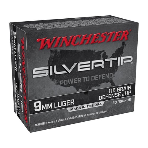 Winchester Ammo W9MMST Silvertip  9mm Luger 115 gr Silvertip Jacket Hollow Point 20 Per Box/ 10 Case