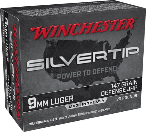 Winchester W9MMST2 Silvertip Pistol Ammo 9MM, HP, 147 Gr, 1010 fps, 20