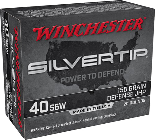 Winchester W40SWST Silvertip Pistol Ammo 40 S&W, HP, 155 Gr, 1205 fps