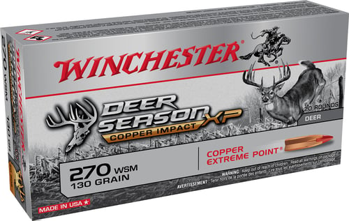Winchester X270SDSLF Deer Season XP Copper Rifle Ammo 270 WSM, EPPT