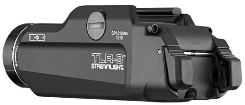 TLR 9 FLEX HIGH/LOW SWITCH TWO CR123ATLR-9 Gun Light Black - 1000 Lumens - Includes high switch mounted on light pluslow switch in package - CR123A lithium batteries and key kit - Ambi on/off switch - Rail grip clamp securely attaches/detaches quickly - Durable, anodized alumch - Rail grip clamp securely attaches/detaches quickly - Durable, anodized aluminuminum
