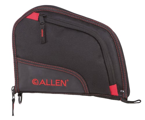 Allen 7738 Auto-Fit  Handgun Case Black Endura w/Red Trim, Foam Padding, Knit Lining, Mag Sleeve, Storage Pocket & Lockable Zipper 9