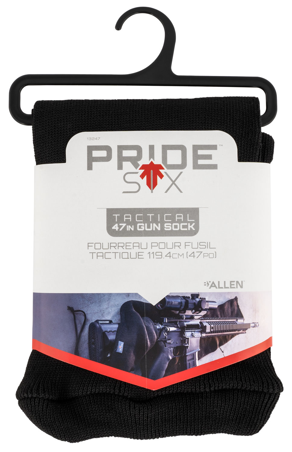 Tac Six 13247 Tactical Rifle Sock  made of Knit with Black Finish, Silicone Treatment & Cinch Closure for Tactical Firearm w/wo Scope 47