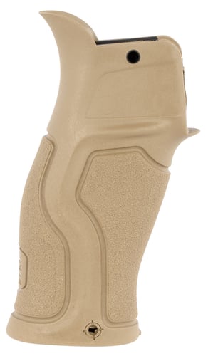 GRADUS FDE PISTOL GRIPGradus Reduced Angle Pistol Grip Flat Dark Earth - Reinforced polymer core - Textured rubber overmold - Designed to relieve pressure on the hand by equally distributing the force applied on the surface of the grip - 15 degree reduced grip aributing the force applied on the surface of the grip - 15 degree reduced grip anglengle