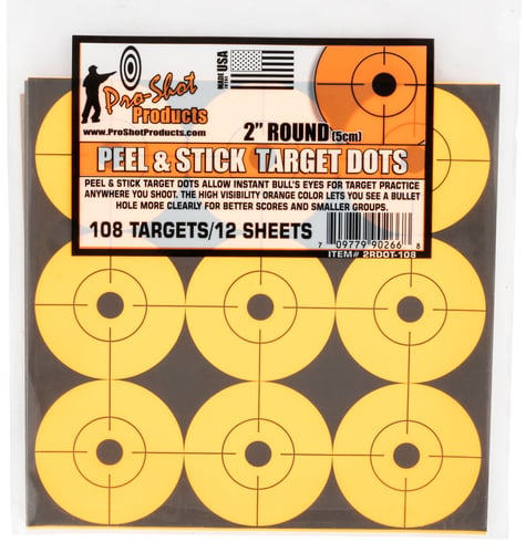 Pro-Shot 2RDOT108 Peel & Stick Target Dots Orange Self-Adhesive Paper No Impact Enhancement 2