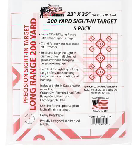 Pro-Shot RSI200YT5PK SplatterShot Sight-In Diamond Hanging Heavy Paper 200 yds 23