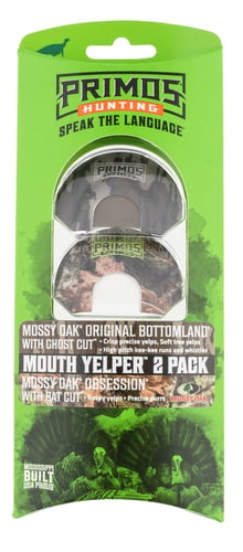 Primos PS1231 Mouth Yelper  Diaphragm Call Triple Reed Turkey Sounds Attracts Turkeys Mossy Oak 2 pk