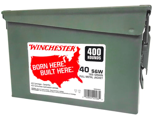Winchester WW40C Born Here Built Here 40 S&W FMJ 165 Gr 400 Rnd