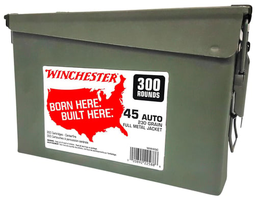 Winchester WW45C Born Here Built Here 45 ACP FMJ 230 Gr 300 Rnd