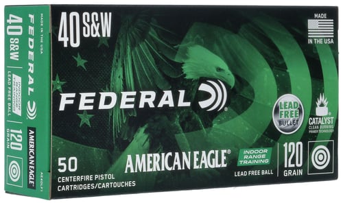 Federal AE40LF1 American Eagle Indoor Range Training 40 S&W 120 gr Lead Free IRT 50 Per Box/ 10 Case