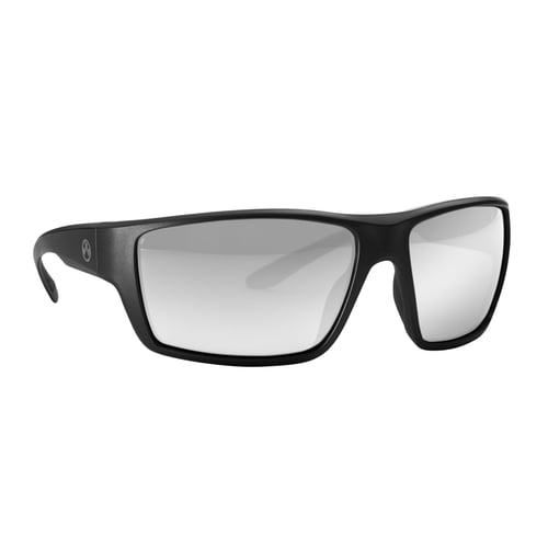 Magpul MAG1146-1-001-1110 Terrain Eyewear UV Resistant, Polarized Polycarbonate Gray Silver Mirror Lens with Black Wraparound Frame for Adults