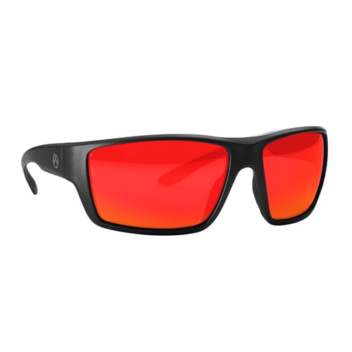 Magpul MAG1146-0-001-1140 Terrain Eyewear UV Resistant, Anti-Reflective Polycarbonate Gray Red Mirror Lens with Black Wraparound Frame for Adults