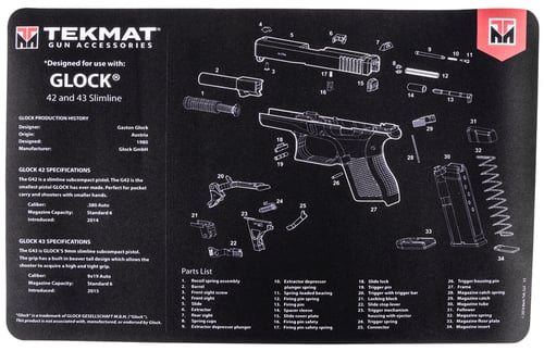 TEKMAT GLOCK 42/43 - 11X17INGlock 42/43 Cleaning Mat Black - 11x17