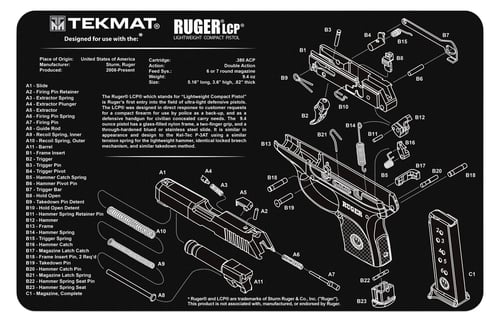 TekMat TEKR17RUGERLCP Ruger LCP Cleaning Mat Ruger LCP Parts Diagram 11