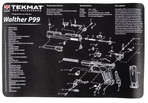 TekMat TEKR17WALP99 Walther P99 Cleaning Mat Walther P99 Parts Diagram 11