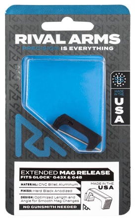 Rival Arms RA72G004A Magazine Release  Extended Black Anodized Aluminum for Glock 43X, 48