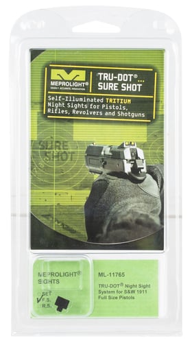 Meprolight USA ML11765 Mepro Tru-Dot Fixed Sights Front Sight Green Tritium with Black Frame for S&W 1911