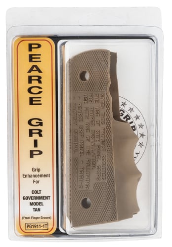 Pearce Grip PG19111T Finger Groove Insert  Tan Rubber for Kimber 1911 Government