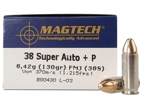 Magtech 38S Range/Training  38 Super +P 130 gr Full Metal Jacket 50 Per Box/ 20 Case